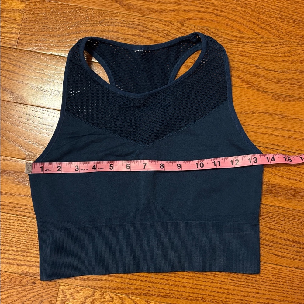 JoyLab High Neck Sports Bra Medium Teal Blue Green Stretch Longline Medium - Picture 8 of 10